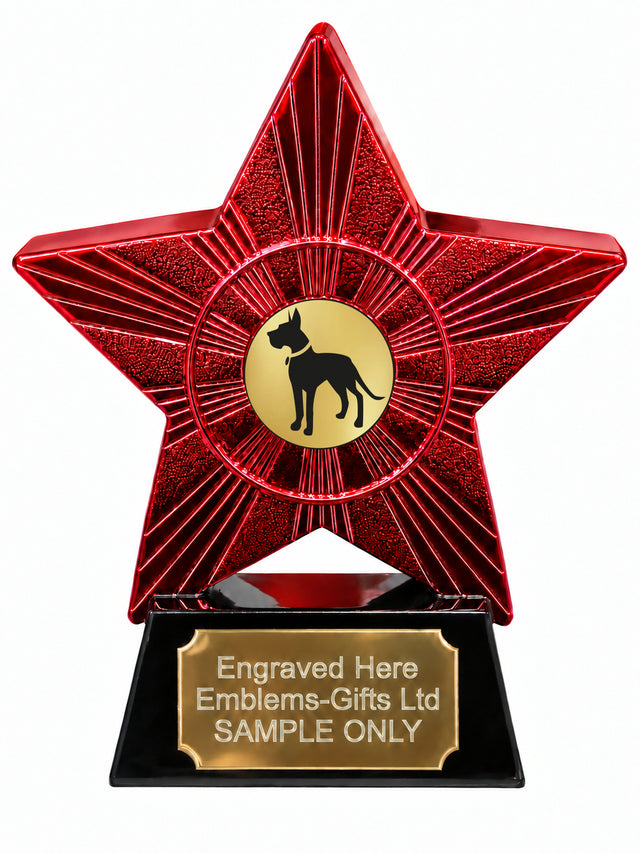 Red Superstar Great Dane Silhouette Resin Trophy 140 x 125mm (A14)