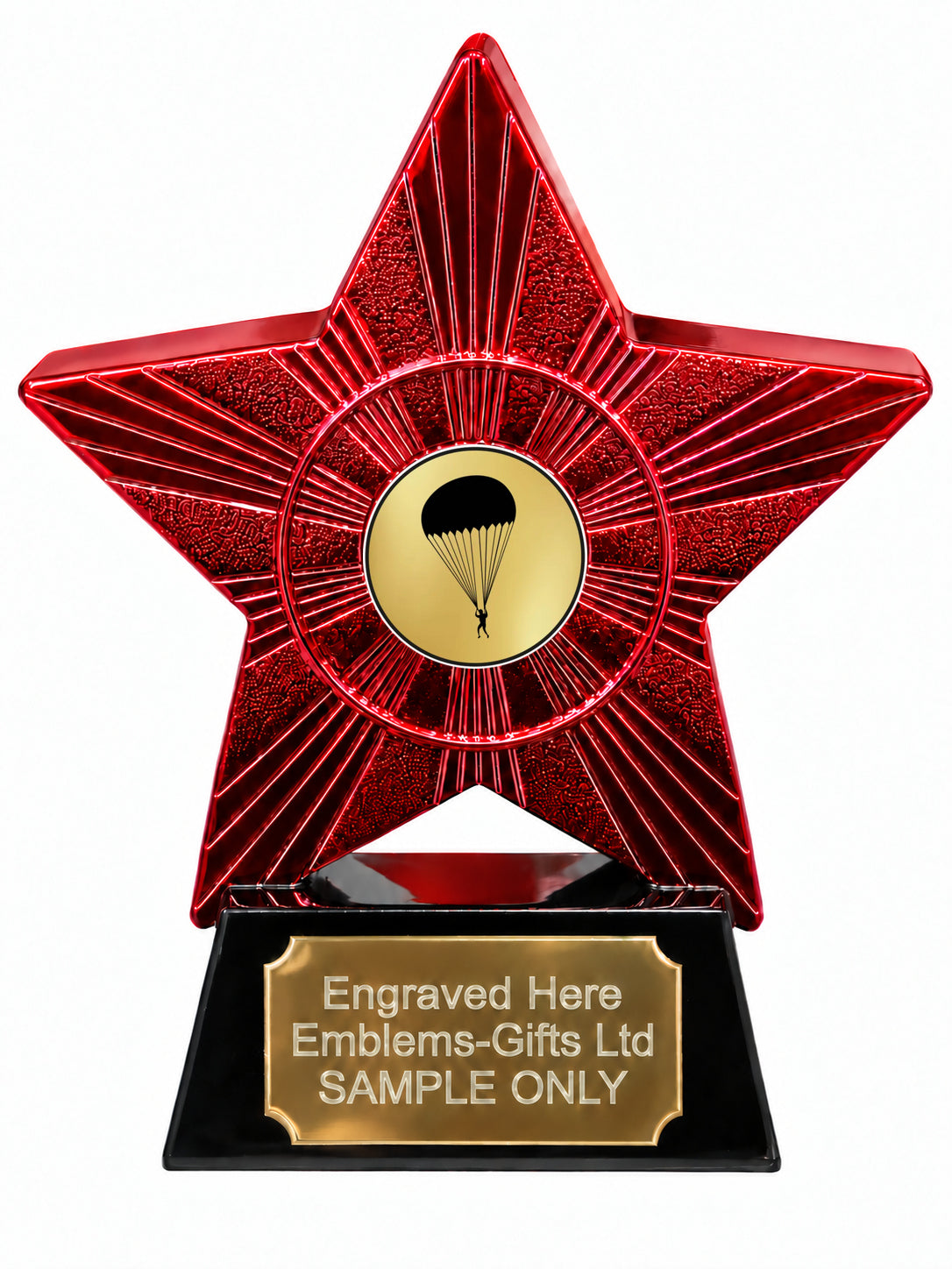 Red Superstar Parachuting Resin Trophy 140 x 125mm (A14)