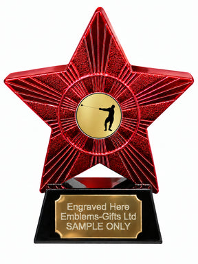 Red Superstar Male Hammer Throw Resin Trophy 140 x 125mm (A14)