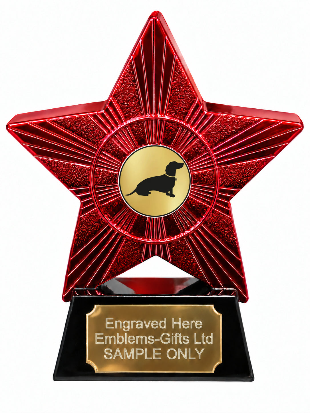 Red Superstar Dachshund Silhouette Resin Trophy 140 x 125mm (A14)