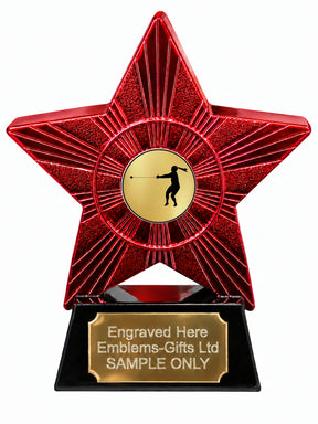 Red Superstar Female Hammer Throw Resin Trophy 140 x 125mm (A14)