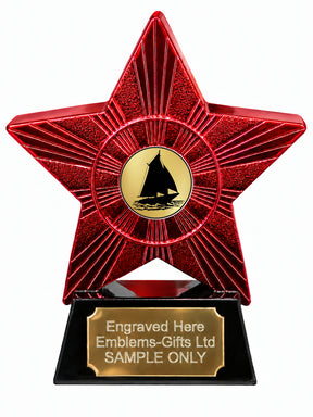 Red Superstar Sailing Boat Silhouette Resin Trophy 140 x 125mm (A14)