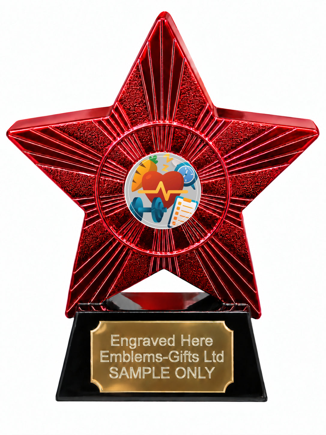 Red Superstar Health and Fitness Resin Trophy 140 x 125mm (A14)