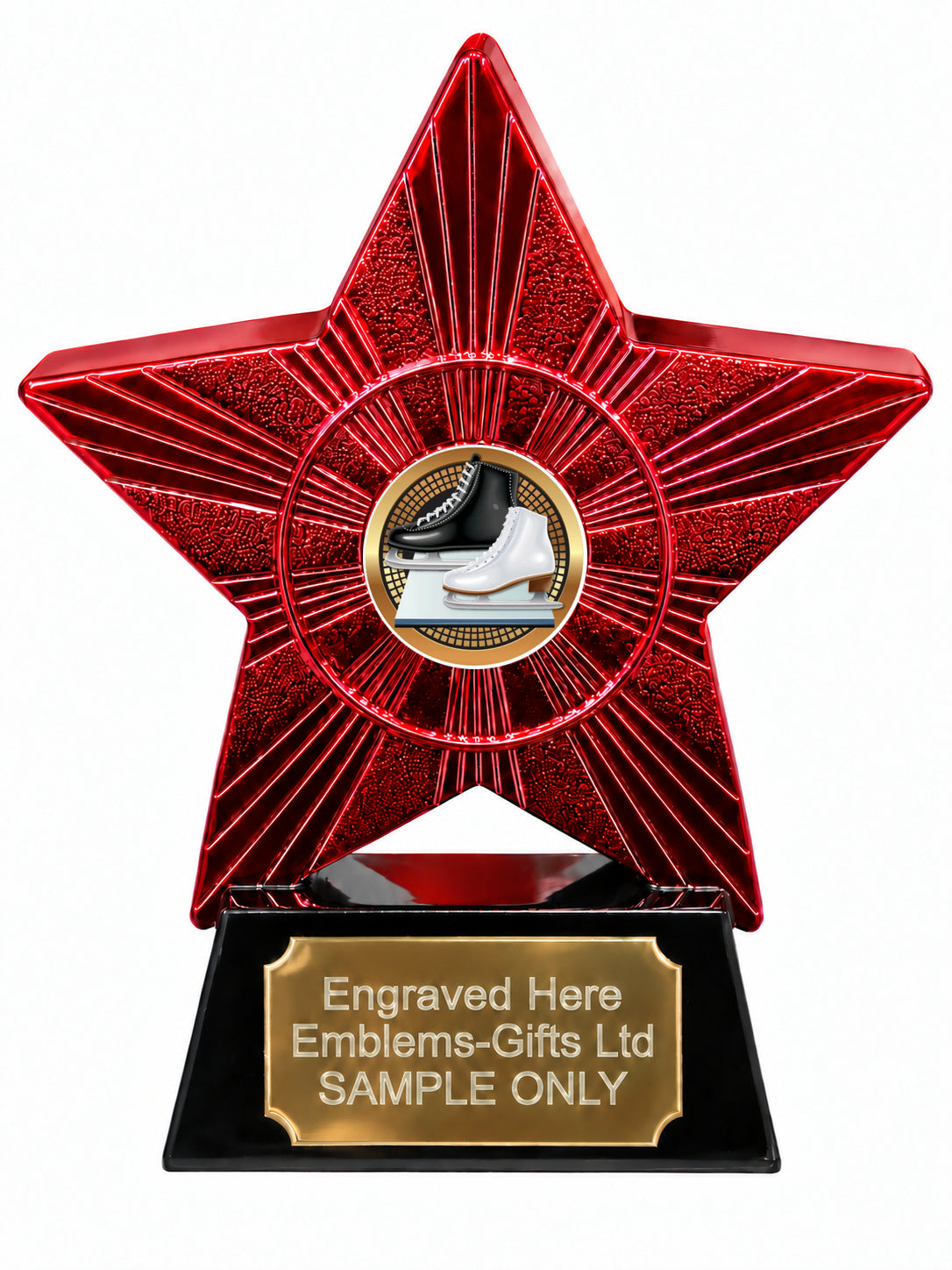 Red Superstar Ice Skating Resin Trophy 140 x 125mm (A14)