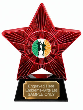 Red Superstar Irish Dancing Resin Trophy 140 x 125mm (A14)