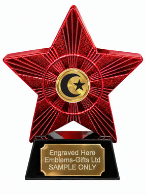 Red Superstar Crescent and Star Gold Resin Trophy 140 x 125mm (A14)