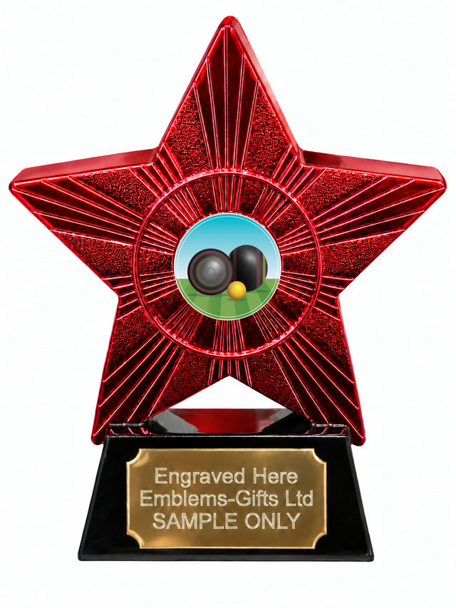 Red Superstar Lawn Bowls Resin Trophy 140 x 125mm (A14)