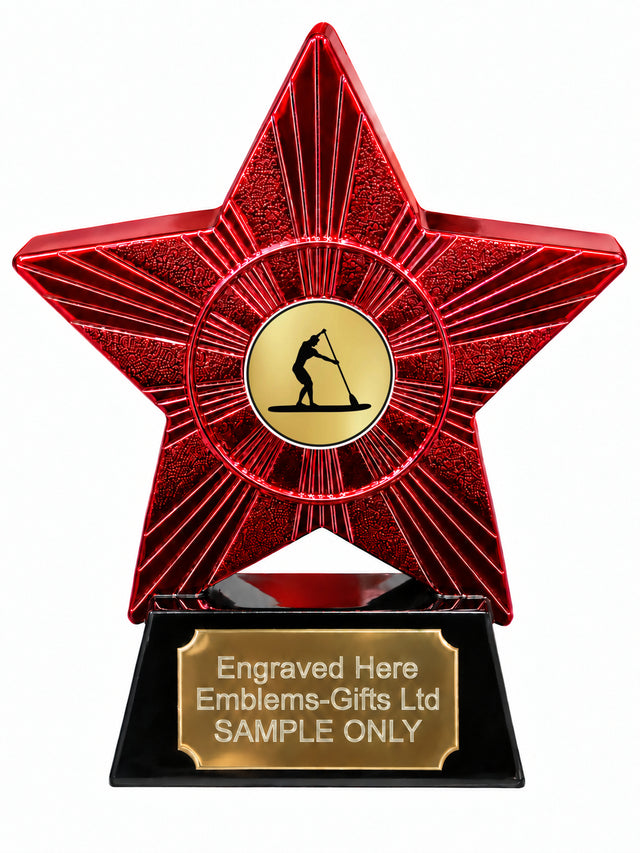 Red Superstar Stand Up Paddleboarding Resin Trophy 140 x 125mm (A15)