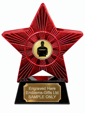 Red Superstar Coach Resin Trophy 140 x 125mm (A15)