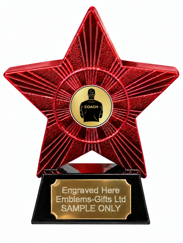 Red Superstar Coach Resin Trophy 140 x 125mm (A15)