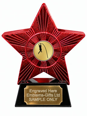 Red Superstar Pole Vault Resin Trophy 140 x 125mm (A15)