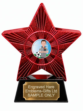 Red Superstar Football Referee Resin Trophy 140 x 125mm (A15)