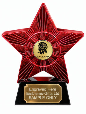 Red Superstar England Rose Resin Trophy 140 x 125mm (A15)