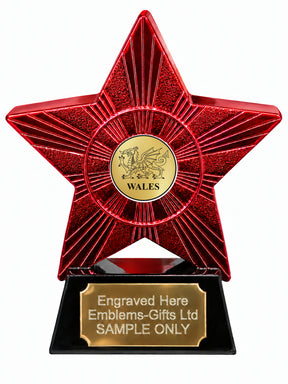Red Superstar Wales Dragon Resin Trophy 140 x 125mm (A15)