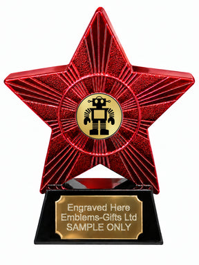 Red Superstar Robot Resin Trophy 140 x 125mm (A15)