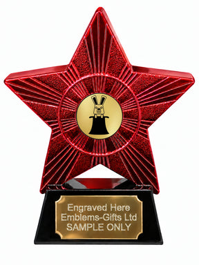 Red Superstar Magic Rabbit in Hat Resin Trophy 140 x 125mm (A15)