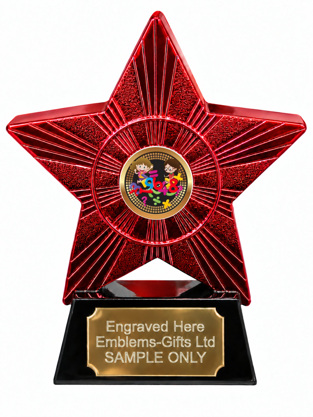 Red Superstar Maths Numbers Resin Trophy 140 x 125mm (A15)