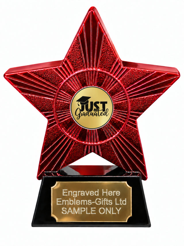 Red Superstar Just Graduated Resin Trophy 140 x 125mm (A16)