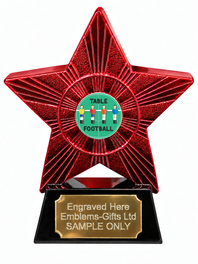 Red Superstar Table Football Colour Resin Trophy 140 x 125mm (A16)