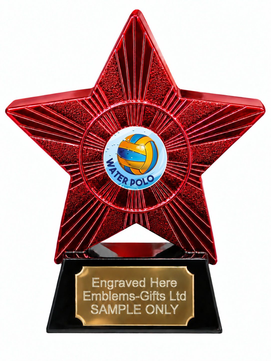 Red Superstar Water Polo Resin Trophy 140 x 125mm (A16)