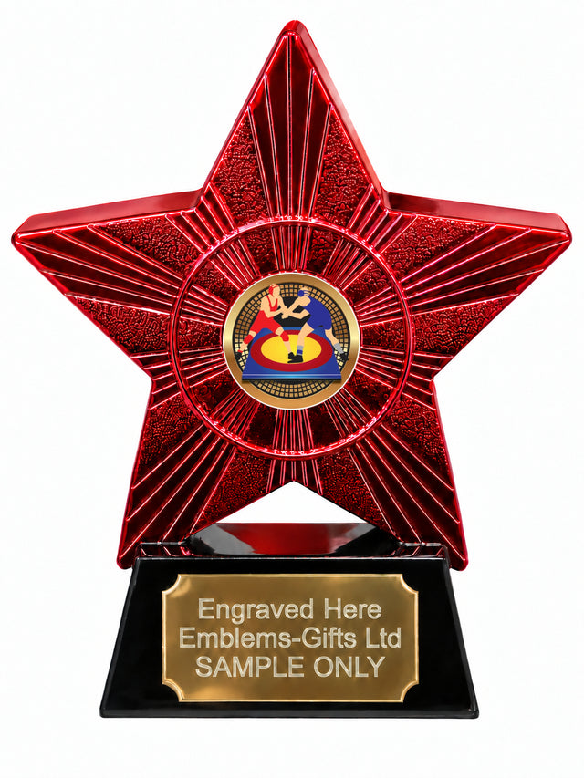 Red Superstar Wrestling Colour Resin Trophy 140 x 125mm (A16)