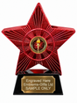 Red Superstar Flaming Torch Resin Trophy 140 x 125mm (A2) with small Flaming Torch centre