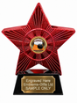 Red Superstar Ten Pin Bowling Resin Trophy 140 x 125mm (A2) with small Ten Pin Bowling centre