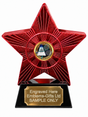 Red Superstar Badminton Rackets Resin Trophy 140 x 125mm (A2) with small Badminton Rackets centre