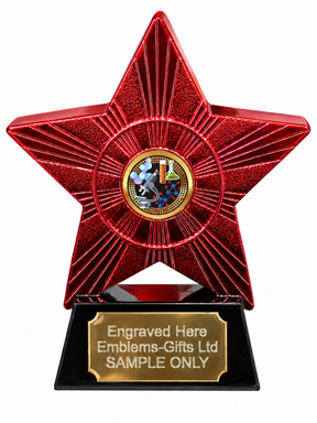 Red Superstar Science Resin Trophy 140 x 125mm (A2) with small Science centre