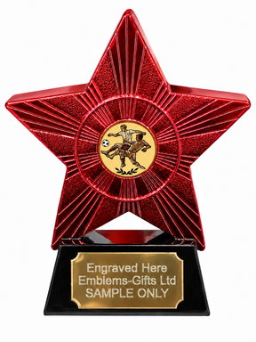 Red Superstar Football Action Sepia Resin Trophy 140 x 125mm (A2) with small Football Action Sepia centre