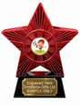 Red Superstar Junior Football Cartoon Resin Trophy 140 x 125mm (A2) with small Junior Football Cartoon centre