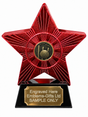 Red Superstar Cricket Bronze Resin Trophy 140 x 125mm (A2) with small Cricket Bronze centre