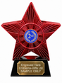 Red Superstar 2nd Place Blue Resin Trophy 140 x 125mm (A2) with small 2nd Place Blue centre
