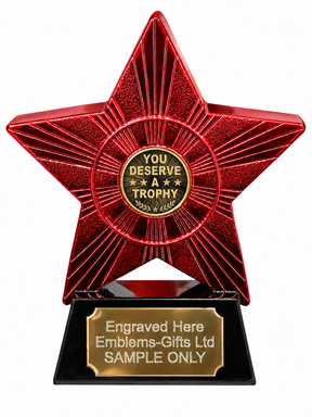 Red Superstar You Deserve a Trophy Resin Trophy 140 x 125mm (A2) with small You Deserve a Trophy centre