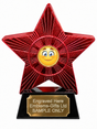 Red Superstar Smiling Face Resin Trophy 140 x 125mm (A2) with small Smiling Face centre
