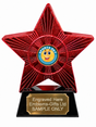 Red Superstar Sports Day Grinning Resin Trophy 140 x 125mm (A2) with small sports day grinning centre