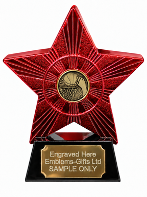 Red Superstar Basketball Bronze Resin Trophy 140 x 125mm (A2) with small basketball bronze centre
