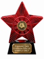 Red Superstar Man of the Match Bronze Resin Trophy 140 x 125mm (A2) with small man of the match bronze centre
