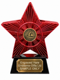 Red Superstar Swimming Bronze Resin Trophy 140 x 125mm (A2) with small swimming bronze centre