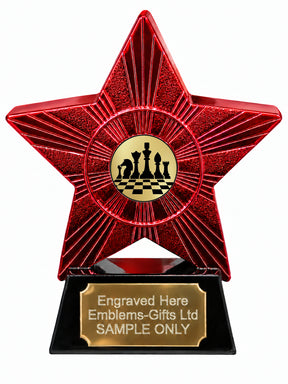Red Superstar Chess Gold Resin Trophy 140 x 125mm (A25)