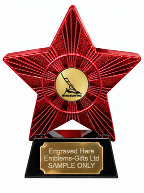 Red Superstar Windsurfing Gold Resin Trophy 140 x 125mm (A25)
