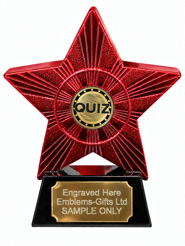 Red Superstar Quiz Gold Resin Trophy 140 x 125mm (A25)