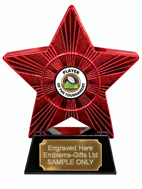 Red Superstar Rugby Player of the Tournament Resin Trophy 140 x 125mm (A26)