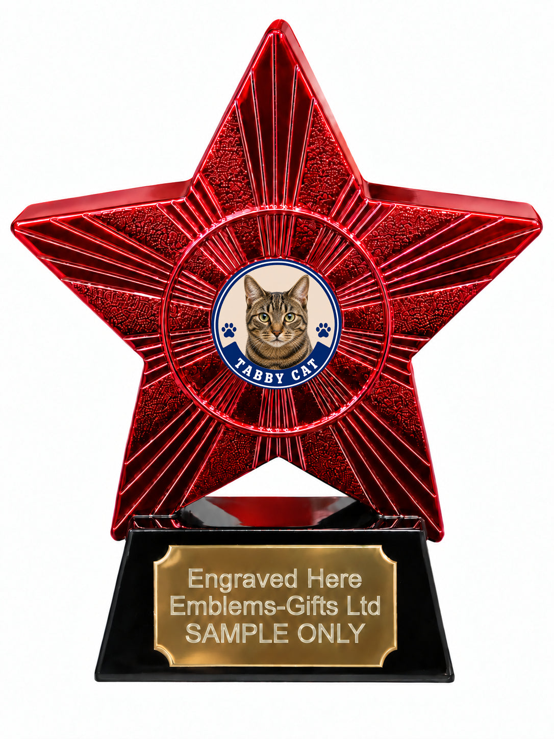 Red Superstar Tabby Cat Resin Trophy 140 x 125mm (A27)