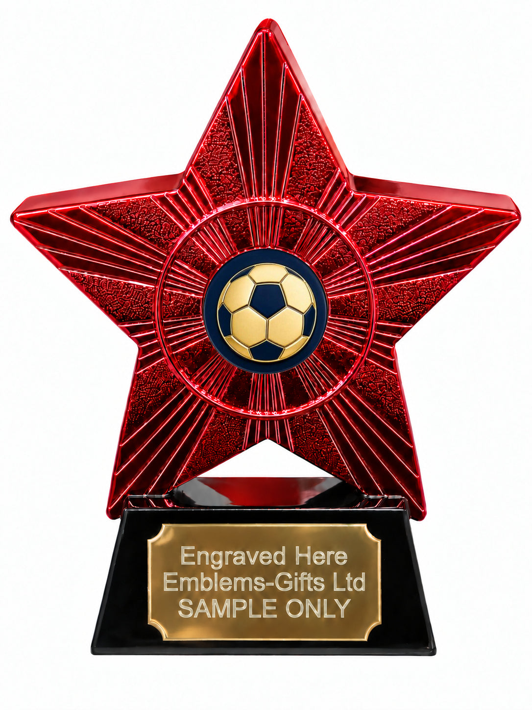 Red Superstar Football Gold and Navy Resin Trophy 140 x 125mm (A27)