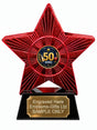 Red Superstar Cricket 50 Runs Resin Trophy 140 x 125mm (A29)