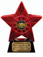 Red Superstar Cricket 10 Wickets Resin Trophy 140 x 125mm (A29)