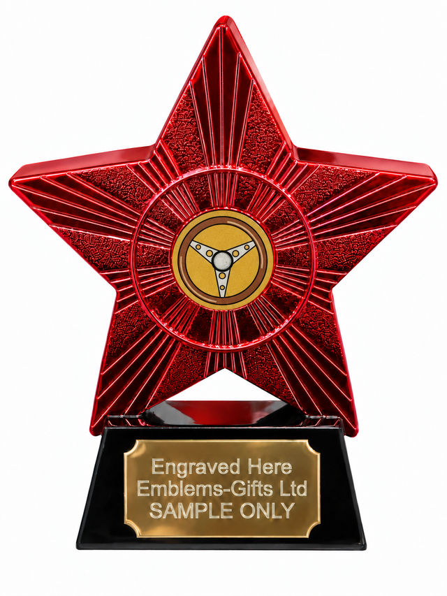 Red Superstar Steering Wheel Resin Trophy 140 x 125mm (A3)