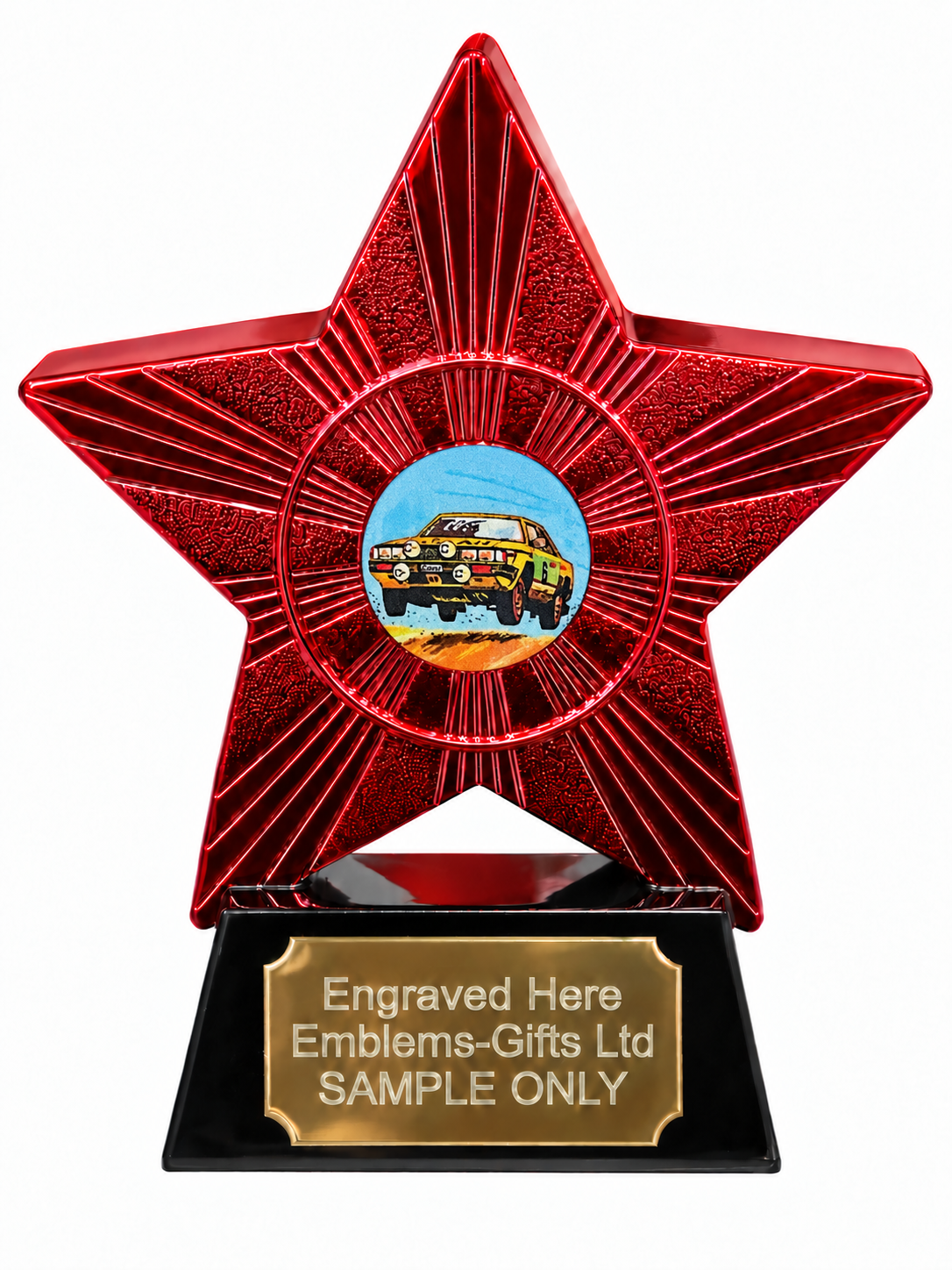 Red Superstar Rally Car Resin Trophy 140 x 125mm (A3)