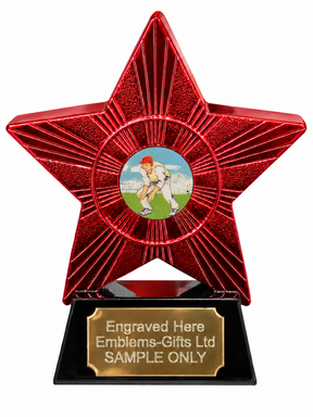 Red Superstar Cricket Fielder Resin Trophy 140 x 125mm (A3)